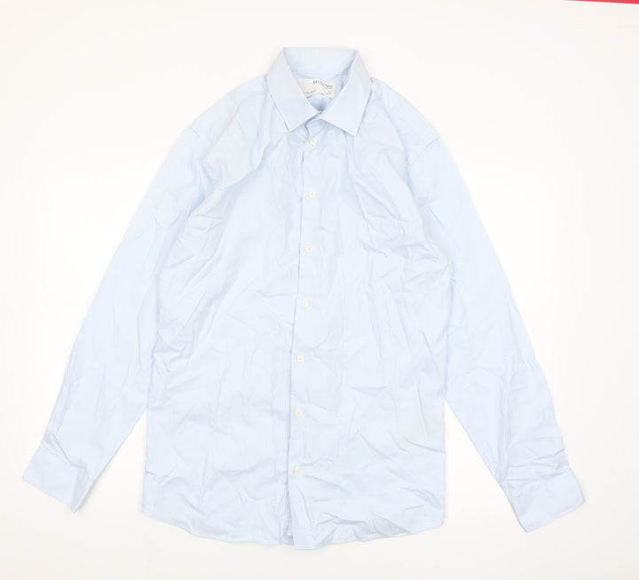 SELECTED HOMME Men's Blue Slim Fit Long Sleeve Cotton Shirt Size 16.5