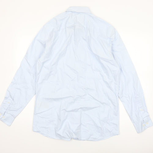 SELECTED HOMME Men's Blue Slim Fit Long Sleeve Cotton Shirt Size 16.5