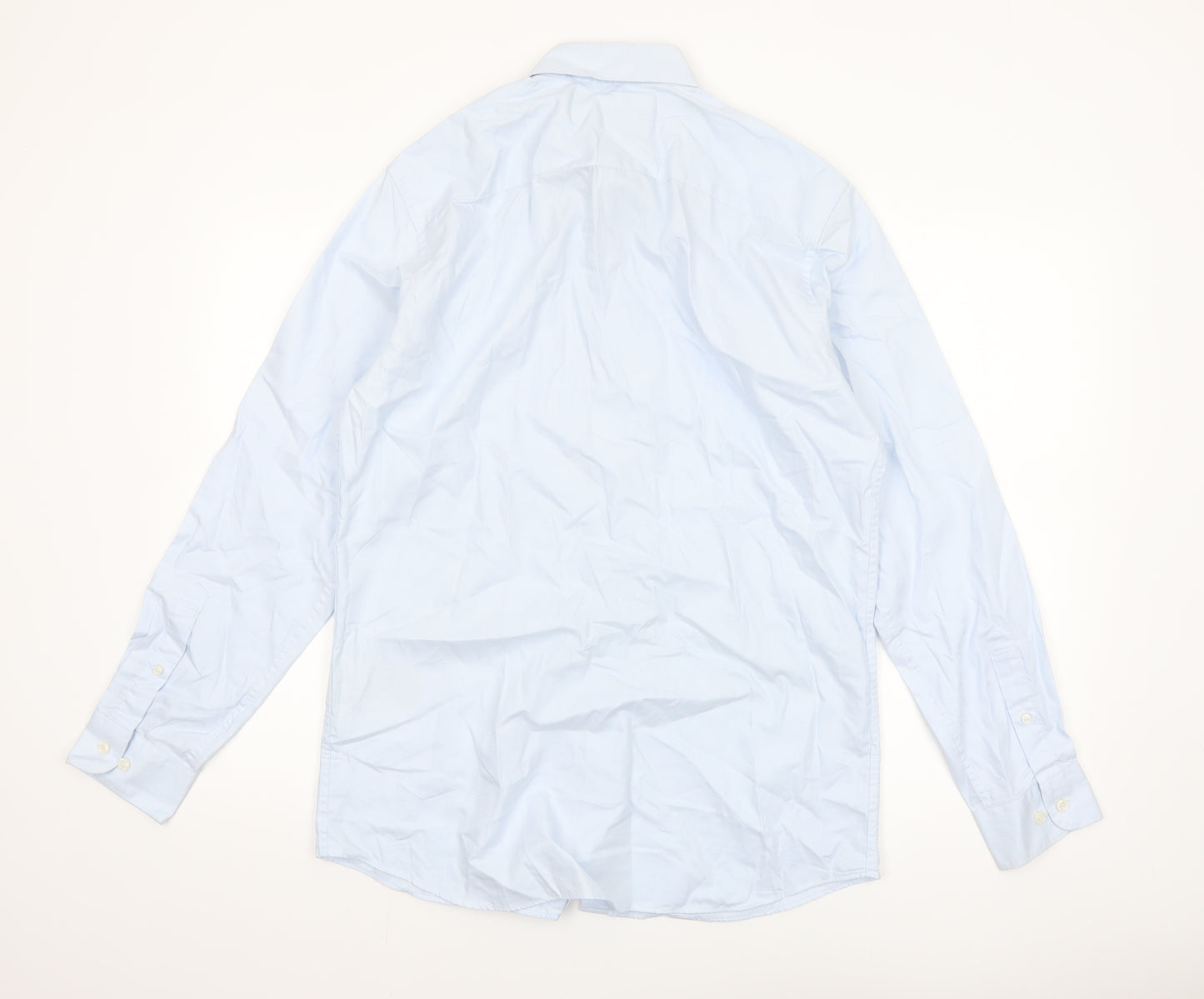 SELECTED HOMME Men's Blue Slim Fit Long Sleeve Cotton Shirt Size 16.5