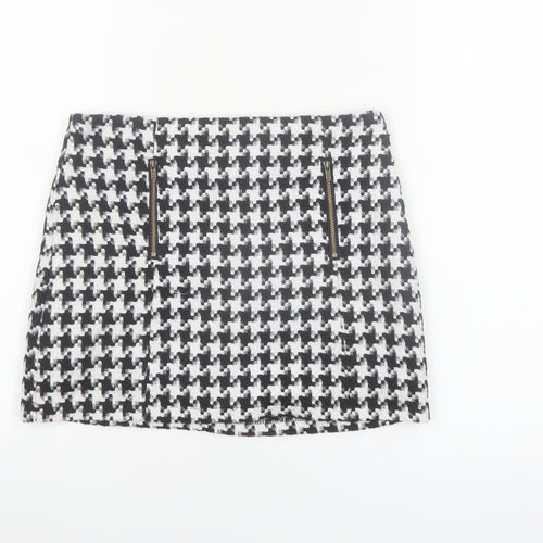 AX Paris Women's Black Mini Tweed Zip Skirt Size 8