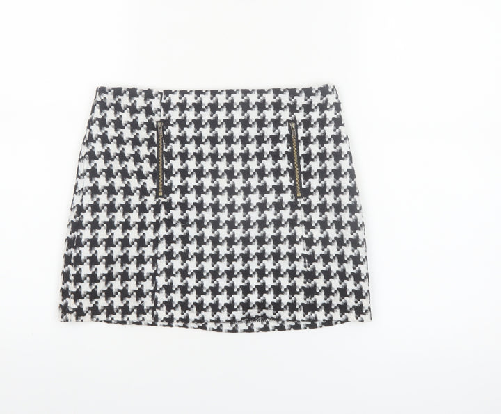 AX Paris Women's Black Mini Tweed Zip Skirt Size 8