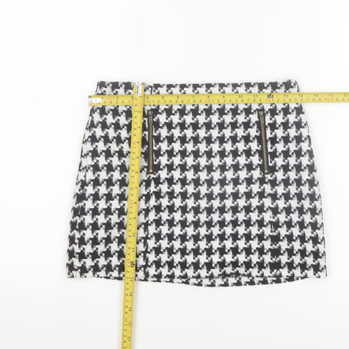 AX Paris Women's Black Mini Tweed Zip Skirt Size 8