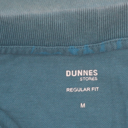 Dunnes Stores Mens Teal Floral Regular Fit Cotton Polo Shirt Size M