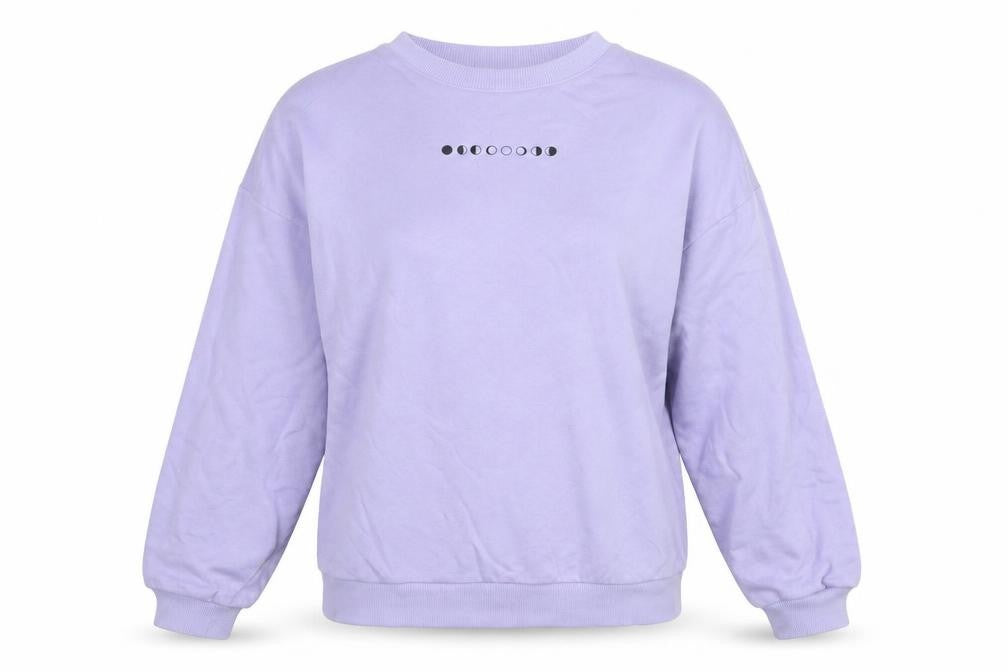 Front view of ASOS DESIGN women’s lilac cotton moon phase sweatshirt uk 12