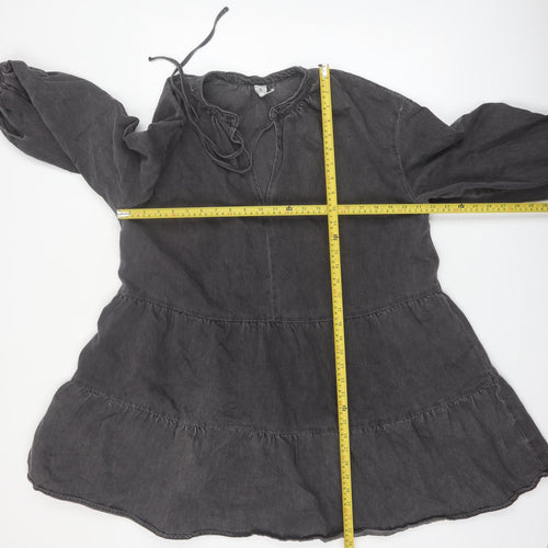 &Denim Women Black Size 12 Bohemian Smocked Cotton Dress