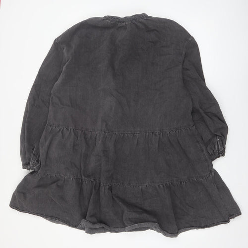 &Denim Women Black Size 12 Bohemian Smocked Cotton Dress