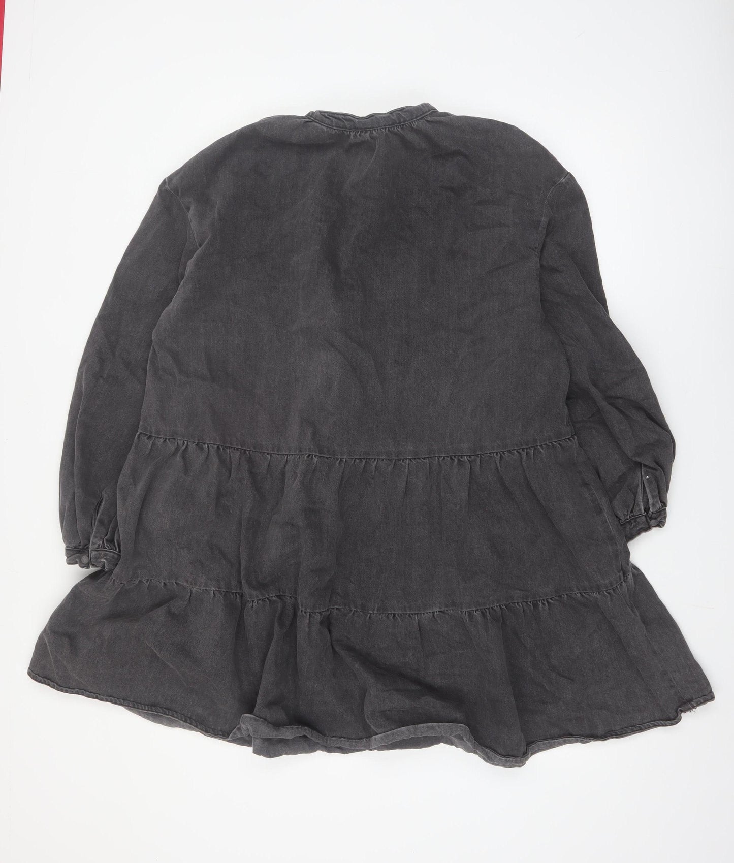 &Denim Women Black Size 12 Bohemian Smocked Cotton Dress