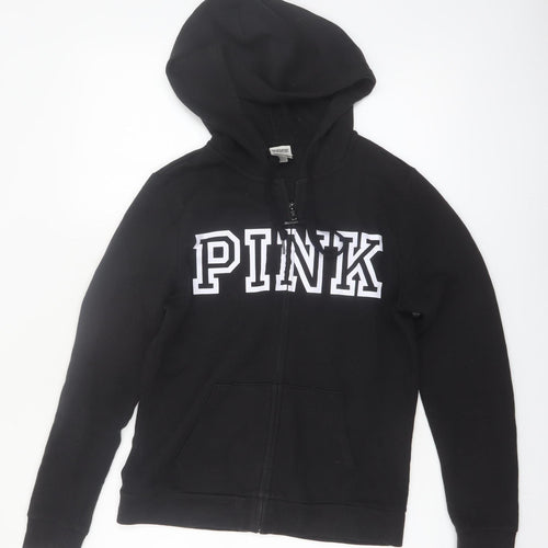 Victoria's Secret PINK Women's Black Small Full Zip Hoodie Sweatshirt