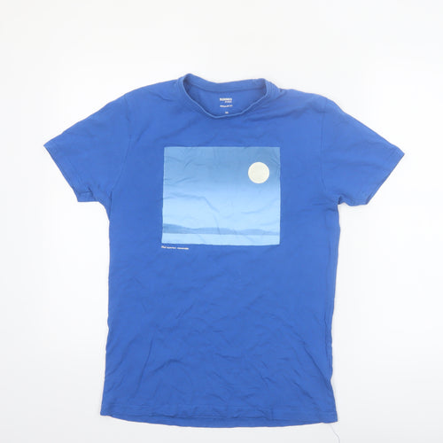 Dunnes Stores Men's Blue Regular Fit Graphic Cotton T-Shirt XS