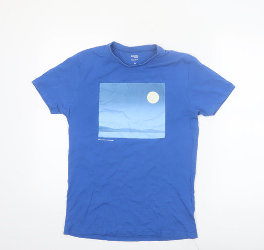 Dunnes Stores Men's Blue Regular Fit Graphic Cotton T-Shirt XS