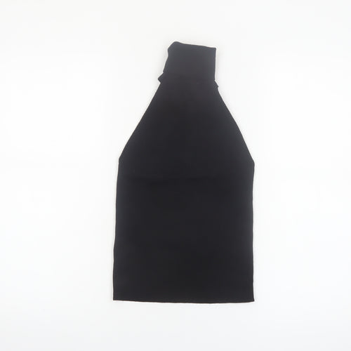 Zara Women Black High Neck Halter Knit Sleeveless Tank Top S