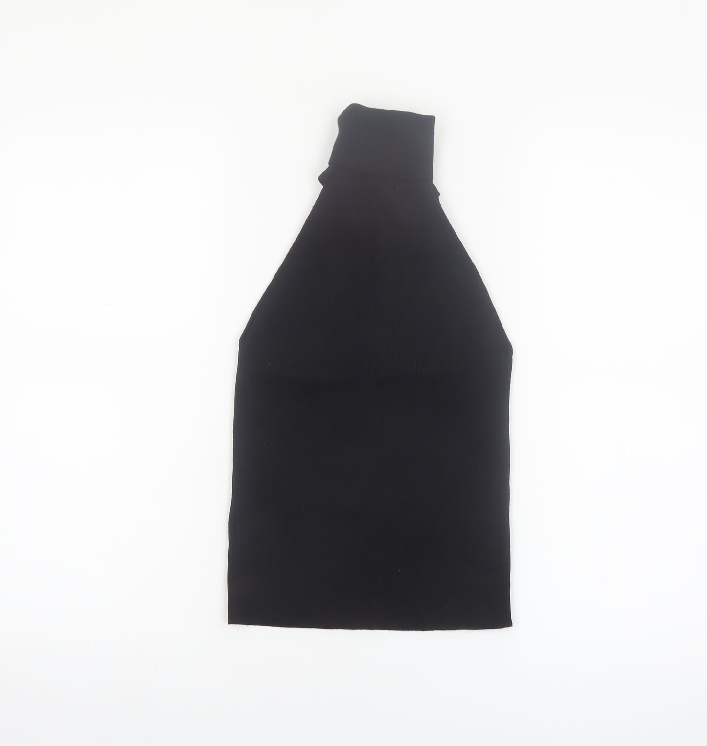 Zara Women Black High Neck Halter Knit Sleeveless Tank Top S