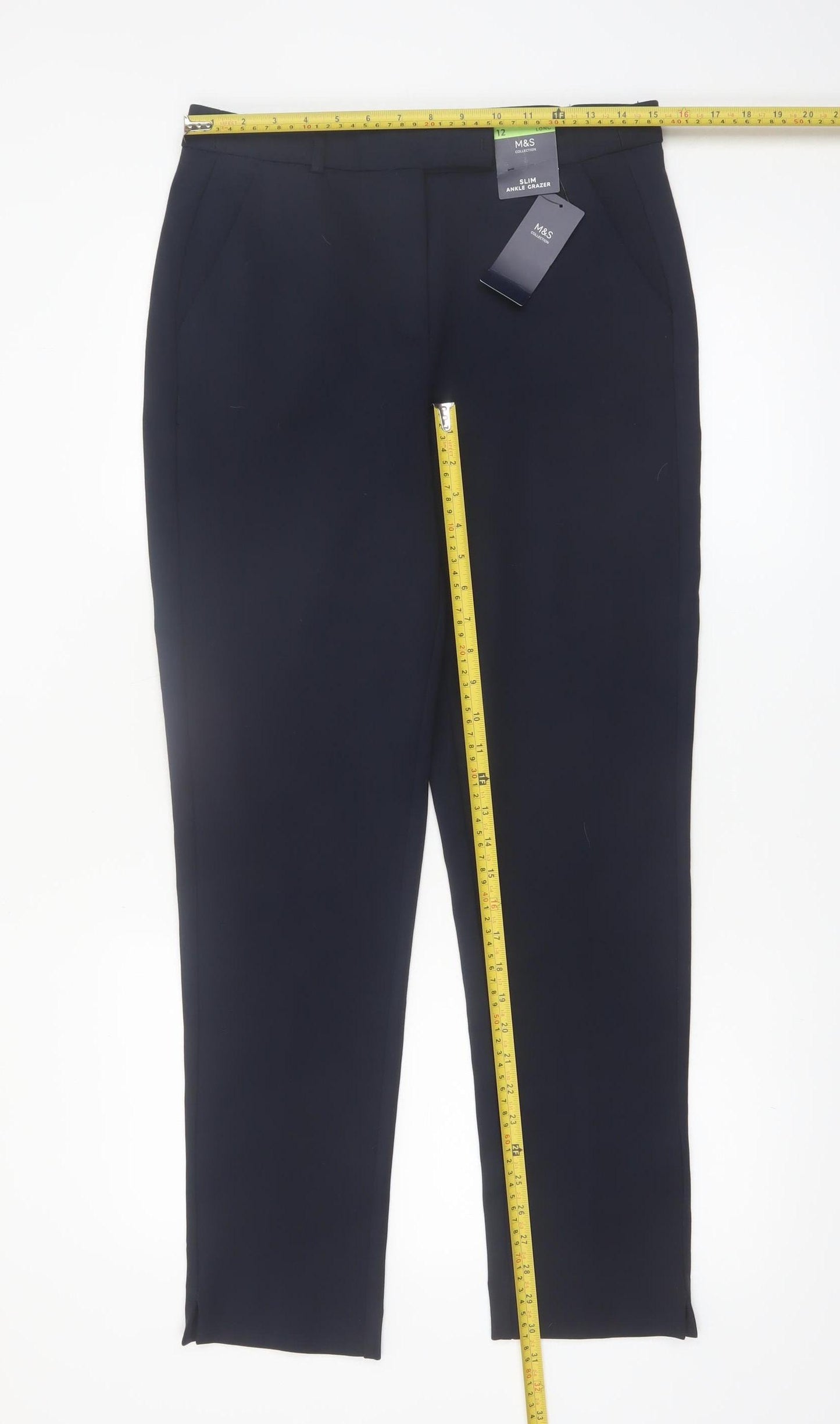 Marks and Spencer Women's Black Size 12 Slim Ankle Grazer Trousers