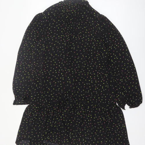 Whistles Women's Black Floral Long Sleeve Shift Dress Size 12