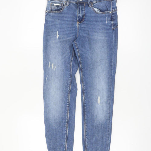 Stradivarius Women's Blue Skinny Distressed Jeans Size 8