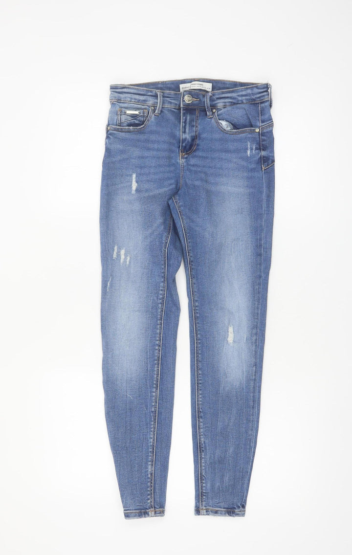Stradivarius Women's Blue Skinny Distressed Jeans Size 8