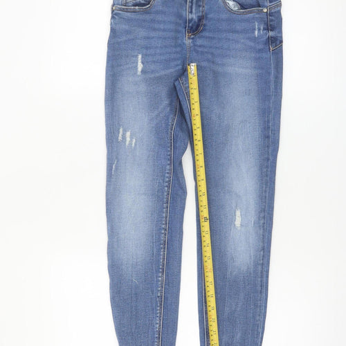 Stradivarius Women's Blue Skinny Distressed Jeans Size 8
