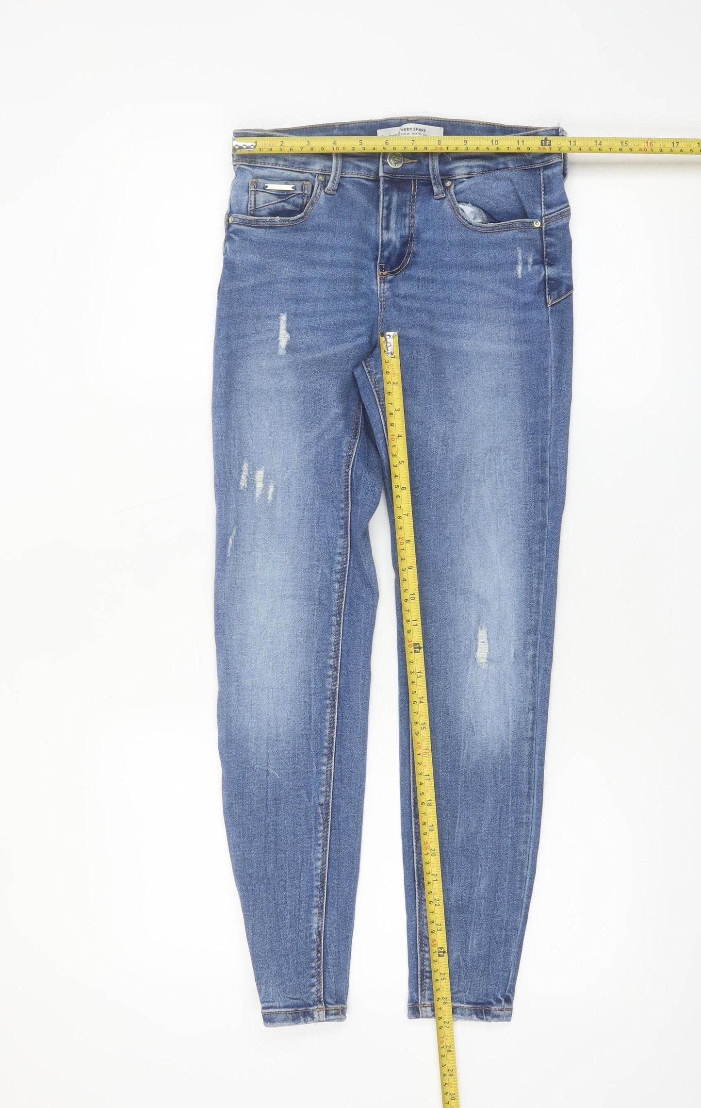 Stradivarius Women's Blue Skinny Distressed Jeans Size 8