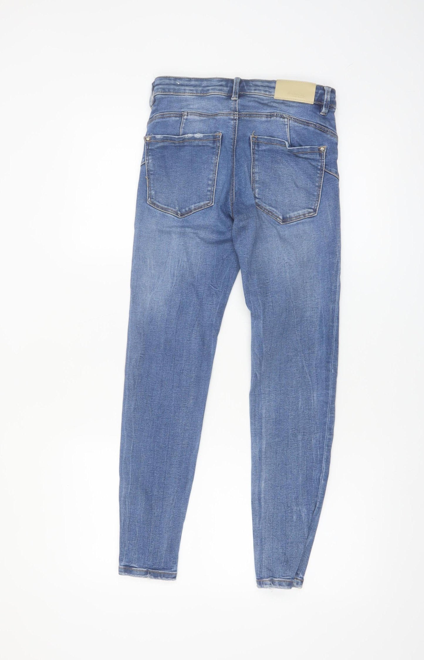 Stradivarius Women's Blue Skinny Distressed Jeans Size 8