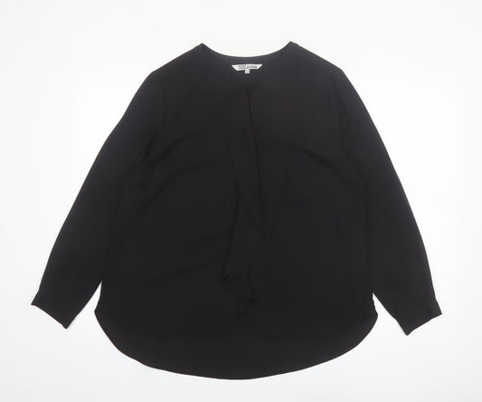 Debenhams Petite Collection Black Ruffle Blouse Womens Size 14