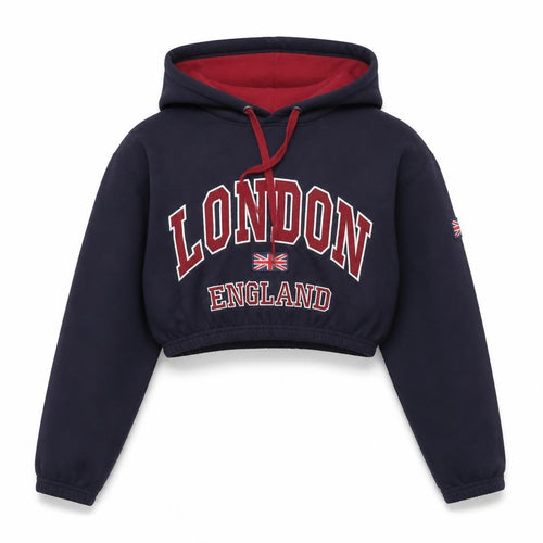 16Sixty Supremacy Womens Navy London England Cropped Hoodie XS