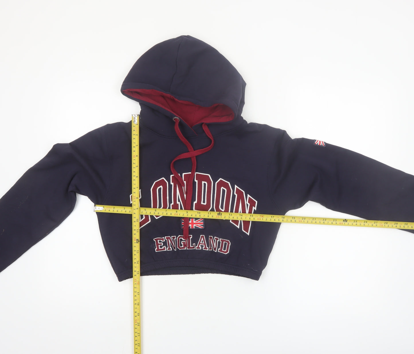 16Sixty Supremacy Womens Navy London England Cropped Hoodie XS