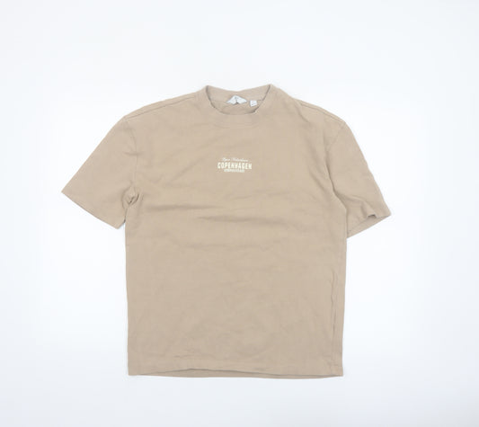 Next Men’s Beige Copenhagen Graphic Cotton T-Shirt Size S