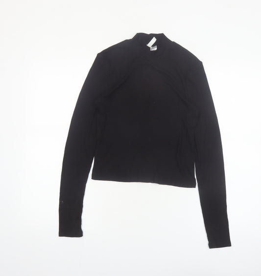H&M Divided Women's Black Mock Neck Long Sleeve Basic Top Size M