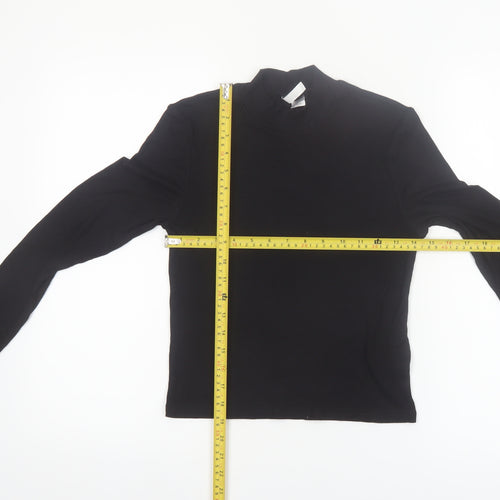 H&M Divided Women's Black Mock Neck Long Sleeve Basic Top Size M
