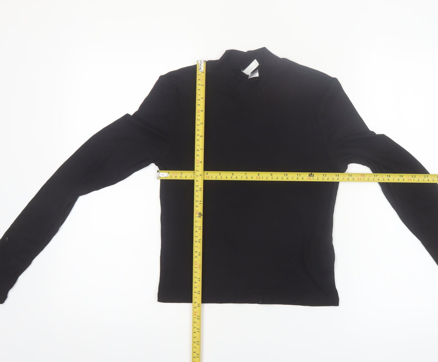H&M Divided Women's Black Mock Neck Long Sleeve Basic Top Size M