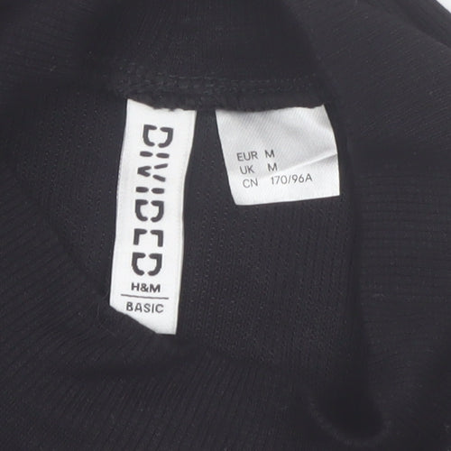 H&M Divided Women's Black Mock Neck Long Sleeve Basic Top Size M
