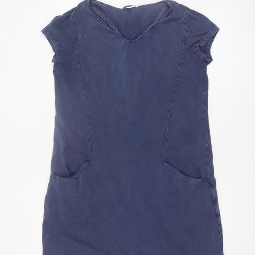 White Stuff Women's Blue Cotton Shift Dress Size 14