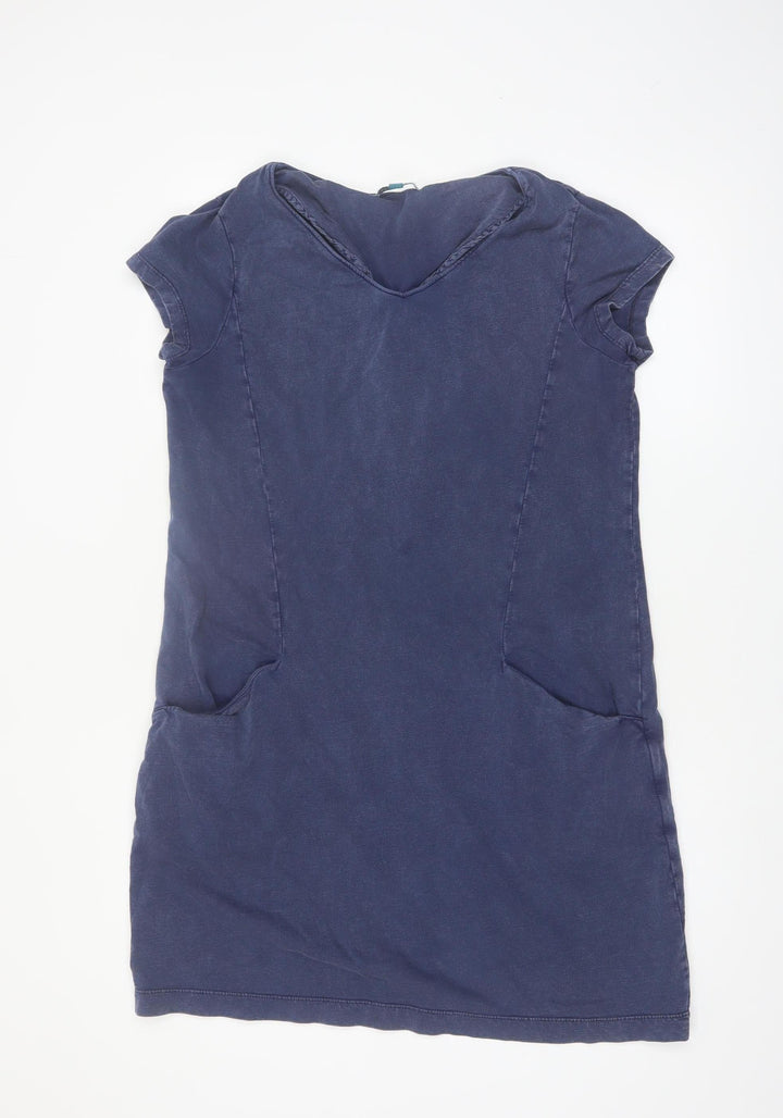 White Stuff Women's Blue Cotton Shift Dress Size 14