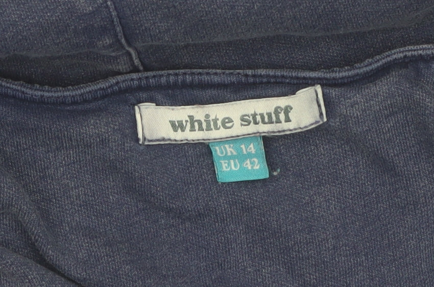 White Stuff Women's Blue Cotton Shift Dress Size 14