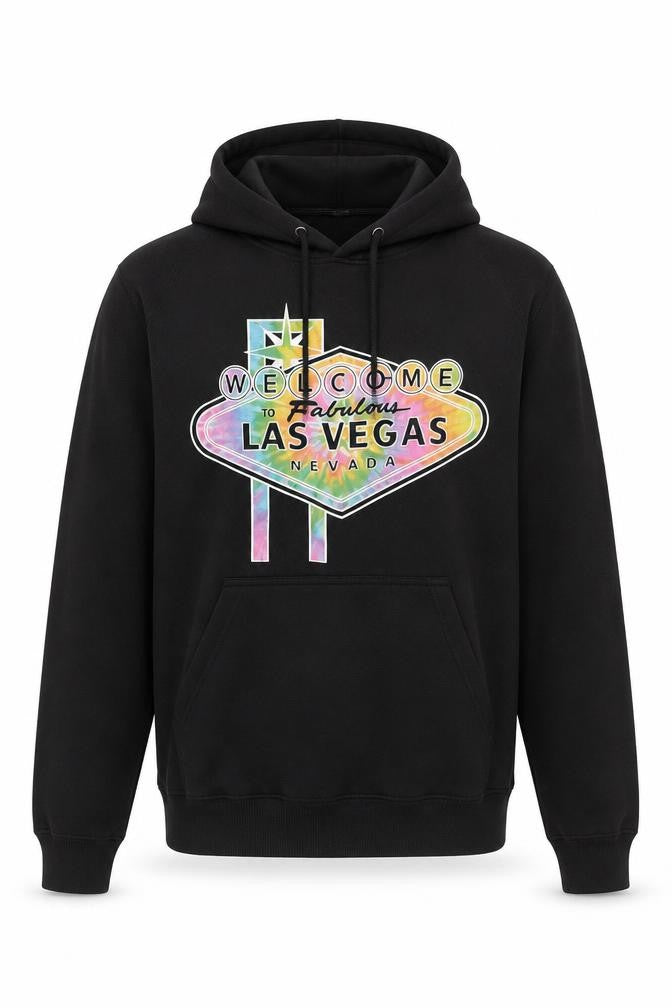 Delta Fleece Men's Black Las Vegas Graphic Pullover Hoodie Size S