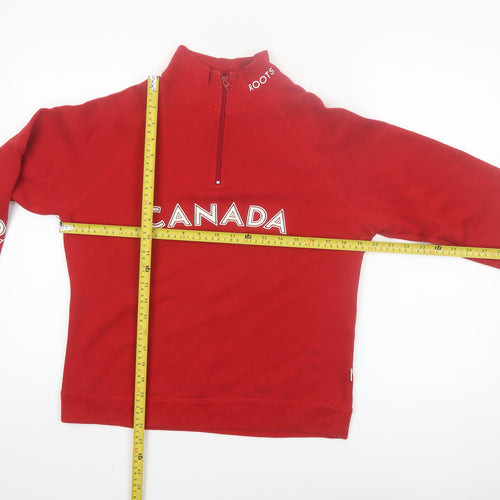 Roots Women Red 1/4 Zip Canada Olympic Sweatshirt M