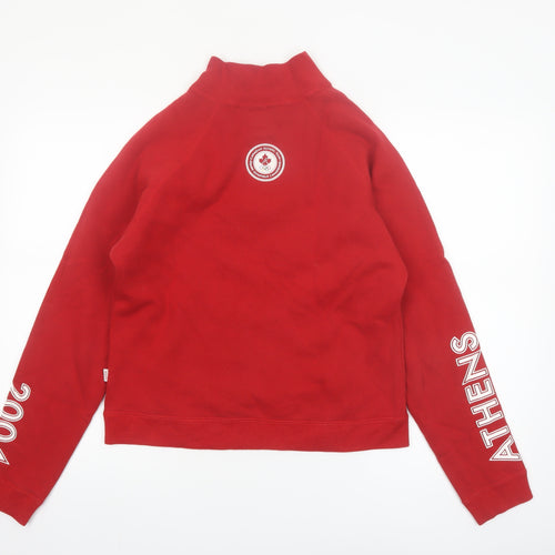 Roots Women Red 1/4 Zip Canada Olympic Sweatshirt M
