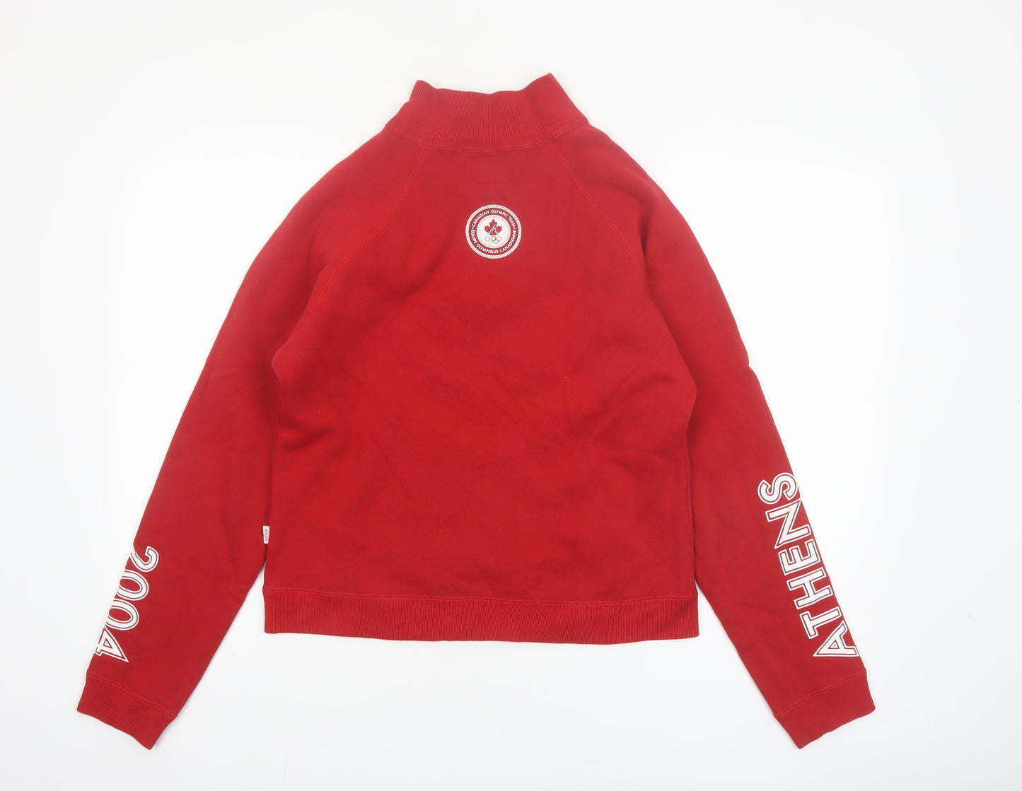 Roots Women Red 1/4 Zip Canada Olympic Sweatshirt M