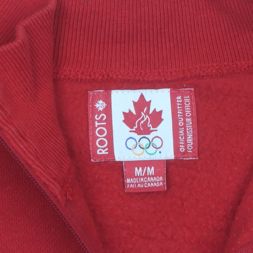 Roots Women Red 1/4 Zip Canada Olympic Sweatshirt M