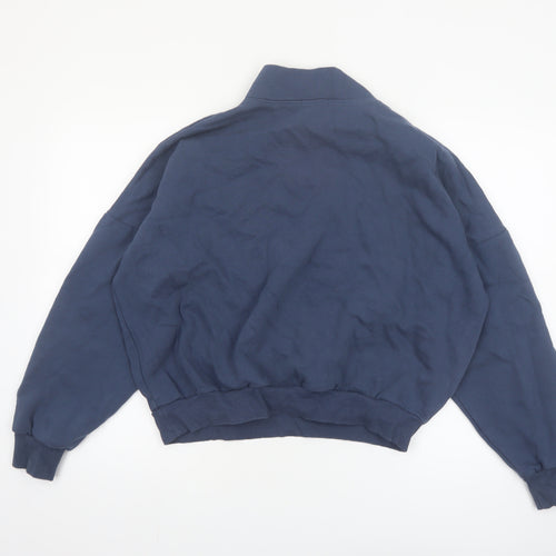 PrettyLittleThing Women Blue 1/4 Zip Sweatshirt Size S Cotton Blend
