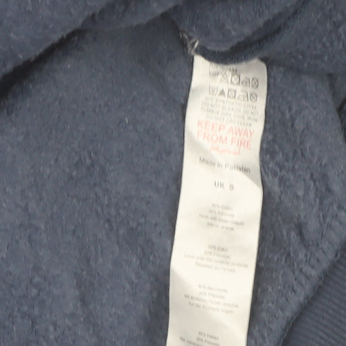 PrettyLittleThing Women Blue 1/4 Zip Sweatshirt Size S Cotton Blend