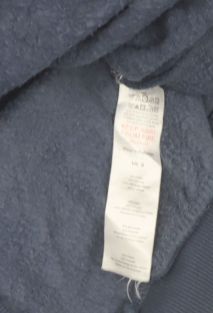 PrettyLittleThing Women Blue 1/4 Zip Sweatshirt Size S Cotton Blend