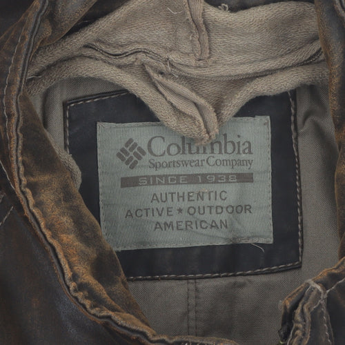 Columbia Men's Brown Medium Biker Style Cotton Blend Jacket