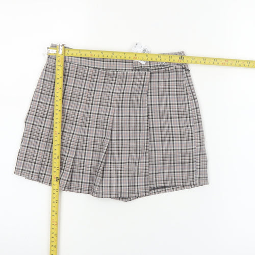 Next Girls Beige Check Pleated Skort 9 Years Polyester Blend School Style
