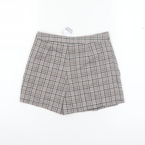 Next Girls Beige Check Pleated Skort 9 Years Polyester Blend School Style