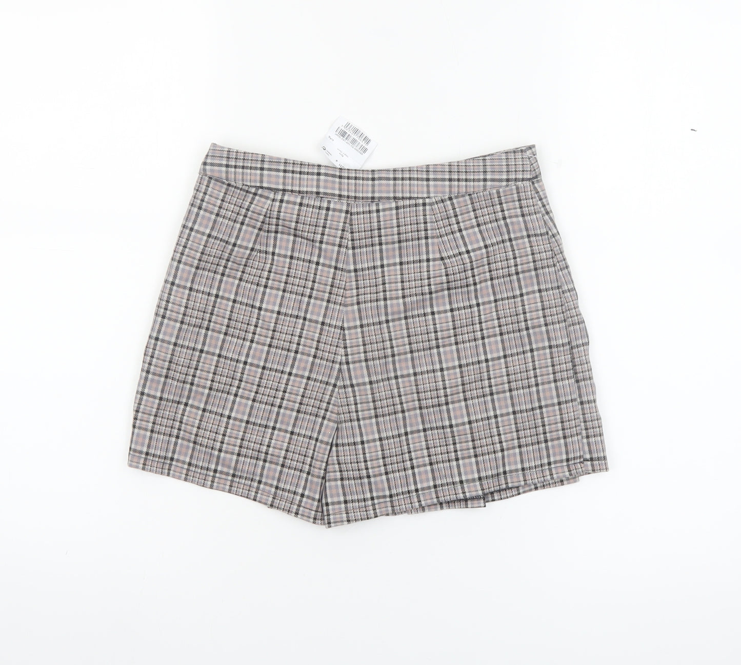 Next Girls Beige Check Pleated Skort 9 Years Polyester Blend School Style