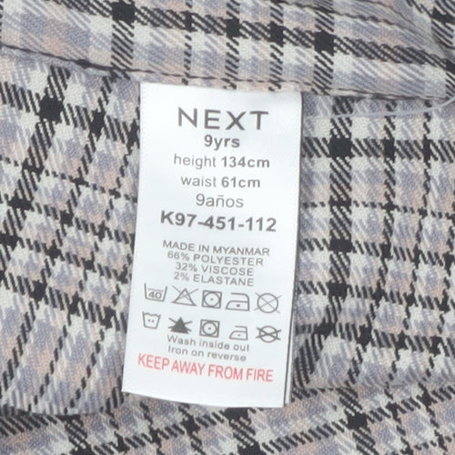 Next Girls Beige Check Pleated Skort 9 Years Polyester Blend School Style