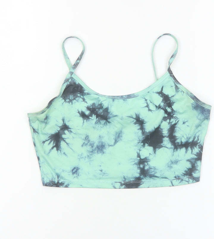 SHEIN Women's Green Tie-Dye Camisole Crop Tank Top Size S