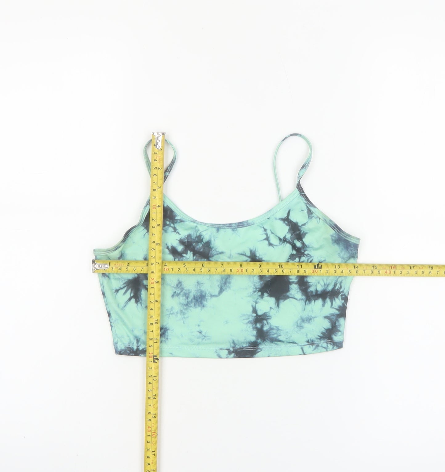 SHEIN Women's Green Tie-Dye Camisole Crop Tank Top Size S
