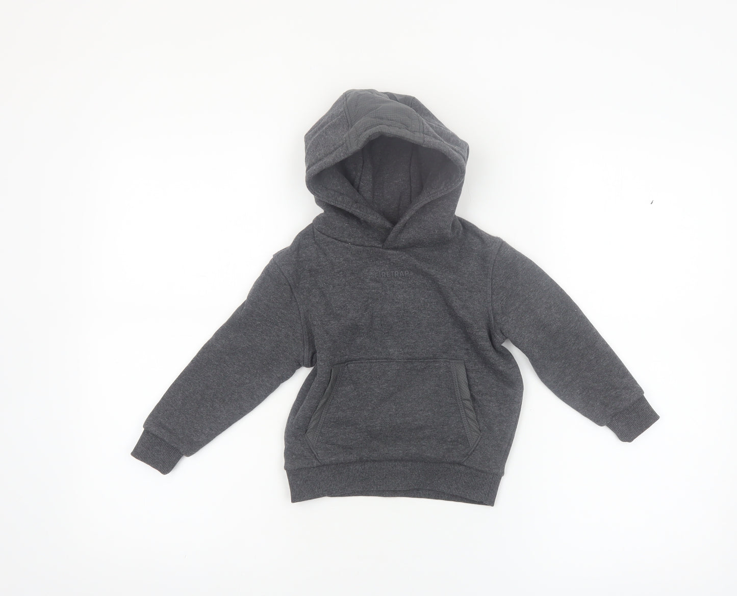 Firetrap Boys Dark Grey Pullover Hoodie 2-3 Years Fleece Lined Casual